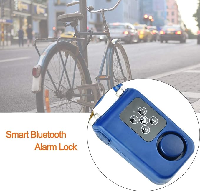 Sonew Smart Keyless Alarm Lock with 110db Alarm IP44 Anti-Theft Chain Lock for Motorcycle/Gate/Gates/Blue