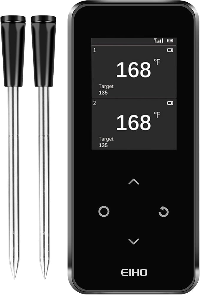 Electric Salt and Pepper Grinder Set USB Rechargeable,Wireless Bluetooth Meat Thermometer with 2 Ultra-Thin Probes,Smart Digital Food Thermometer for Grill Smoker Roast Oven, Cooking Gifts