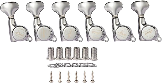 KAISH 18:1 Gear Ratio Guitar Locking Tuners Machine Heads Guitar Locking Tuning Keys Pegs for Strat/Tele/LP/SG most Electric or Acoustic Guitars Chrome