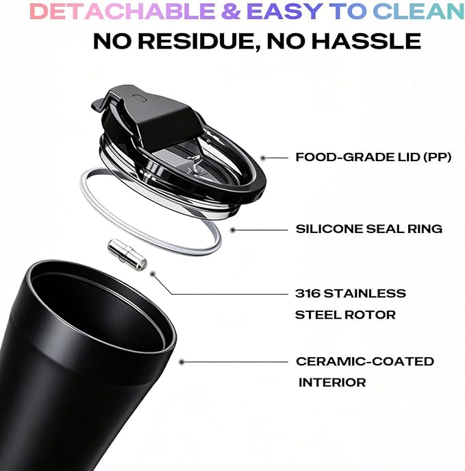 ZUANJ® Self-Stirring on the go Coffee Mug Travel Tumbler 13.5oz Automatic Magnetic Mixing LED Temperature Indicator IP67 Waterproof Keeps Hot 3Hrs & Cold 9Hrs USB-C Rechargeable Tea Protein Shakes