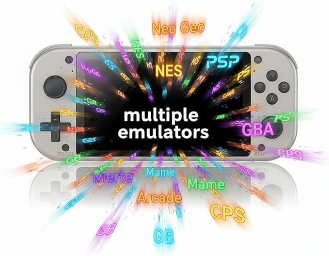 Retro Handheld Portable Video Game Console - 4.3" IPS Screen, Emuelec System, 64GB, 20,000+ Games, Classic Game System (128 GB)
