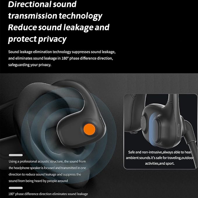 AYI Open Ear Air Conduction Bluetooth Headphone Dual Mic Rotatable Boom Mic Active Noise Cancellation IPX5 Waterproof Bluetooth 5.4 Pain-Free Design for Sports Work Outdoor Activities-DG White