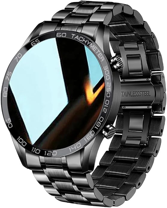 Men Smart Watch for Android iOS, Bluetooth Calls Voice Chat with Heart Rate/Sleep Monitor Fitness Tracker, 1.3" Full Touch Screen IP67 Waterproof Stainless Steel Activity Tracker for Men