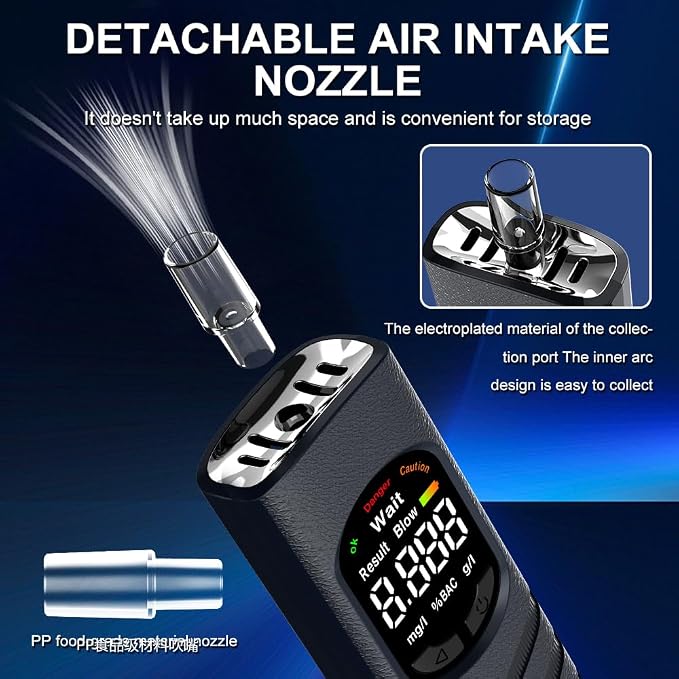 Breathalyzer Rechargeable, Portable Alcohol Tester for Personal, High-Accuracy Professional Breathalyzer with LCD Digital Display&Voice Broadcast for Car/Home Use