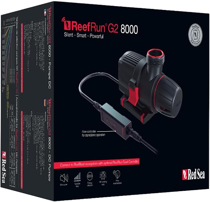 Red Sea ReefRun G2 8000 Aquarium DC Water Return Pump (1080-2200 GPH) - Controller Sold Seperatly | ReefBeat Control & Notifications for Freshwater or Saltwater Marine Use