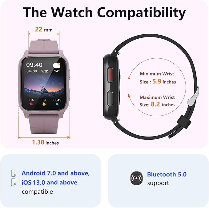 MorePro Fitness Tracker with 24/7 Heart Rate & Blood Pressure Monitor, Blood Oxygen & Sleep Tracker, Smart Watch with Step Calorie Counter, IP68 Waterproof Activity Tracker for Women Men Android iOS