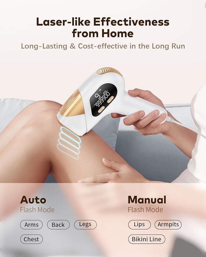 LYSMOSKI Laser Hair Removal for Women and Men, Safe at-Home Hair Removal Device, Hair Laser Removal with Long-Lasting in Hair Reduction for Armpits Back Legs Arms Face Bikini Line