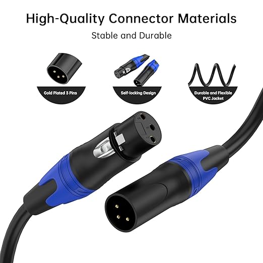 6 Pack, 25 FT XLR Male to XLR Female Cable Professional Balanced Microphone Lead Male to Female Cables, Extension Mic Cable Cord (6 Pack, 25 FT)