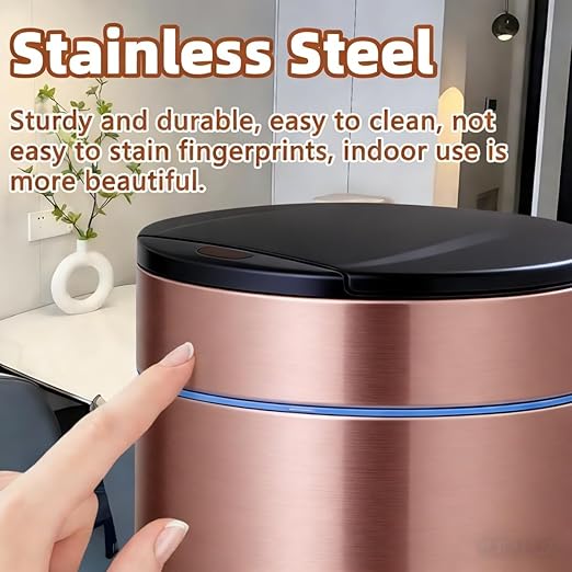 Garbage Can with Lid, Intelligent Sensor Opening and Closing, Small Garbage Can for Living Room, Bedroom, Kitchen and Bathroom (1, Rose Gold)
