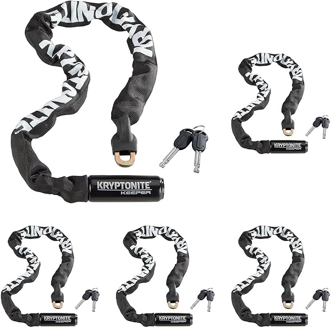 Kryptonite Keeper 785 Bike Chain Lock,2.8 Feet Long Heavy Duty Anti-Theft Bicycle Chain Lock with Keys for Bike,Motorcycle,Scooter,Bicycle,Door,Gate,Fence,(Pack of 5)