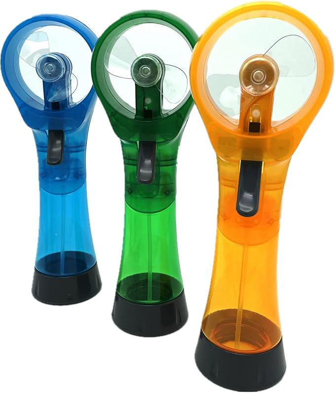 BJPEY Water Misting Fans Portable Personal Handheld Spray Fan Cooling Outdoor Cooler, Pack of 3 (Blue/Green/Yellow)