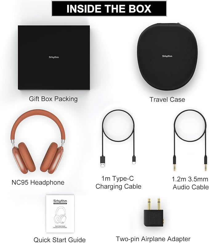 Srhythm NiceComfort 95 Adaptive Noise Cancelling Headphones Wireless | Bluetooth with Spatial Audio,Transparency,ENC,HD Sound,Low Latency for Gaming,Slim Headphones Lightweight