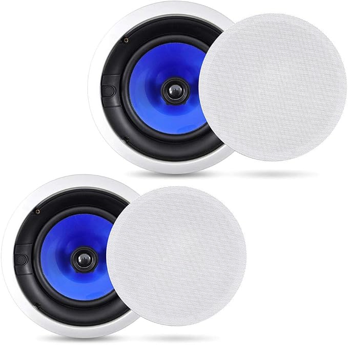 Pyle 8” In-Wall / In-Ceiling Speakers, 250W Peak, Hi-Fi Stereo Sound, Pivoting Adjustable Coaxial Silk Dome Tweeter, Poly Cone Woofer, Stain Resistant Grill, For Home Theater, Custom Installs- Pair
