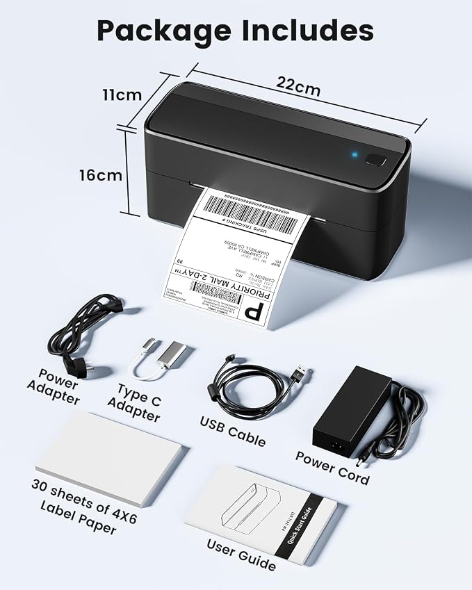 Phomemo 241BT Bluetooth Thermal Shipping Label Printer 4X6 - Wireless Thermal Label Printer for Shipping Packages + 2 Inch Color Circle Thermal Sticker Labels 400