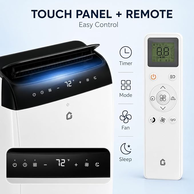 14000 BTU Portable Air Conditioners, 3-in-1 Portable AC Unit with Cooling, Dehumidifier, Fan, 24-Hour Timer & Energy Efficient, Remote Control, Window Kit, Cools Rooms Up to 750 Sq.Ft