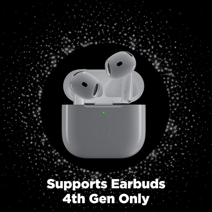 Wireless Charging Case Replacement, Qi-Certified Charger Case for AirPods 4 | Bluetooth Pairing Sync Button, 600 Mah Built-in Battery, White