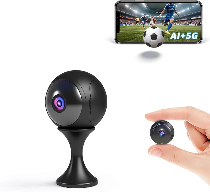 Indoor Camera Wireless-4K Mini Nanny Cam Spy Hidden Camera,Dual-Band WiFi(2.4G&5G),AI Motion Detection,Night Vision,Local Cloud Storage Security Camera for Baby,Pet Monitoring-Video Only (Black) | Dual-Band WiFi(2.4G&5G),AI Motion Detection,Night Visio...