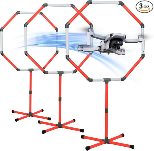 Drone Obstacle Course Kit, 3 Sets of 27” Hoop Size - Large-sized Loop for RC FPV Drone Beginners, Reducing The Risk of Collision, Portable Game Loop Gate System with Separate Storage Bag