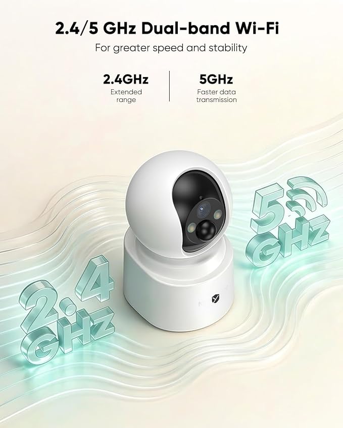 Indoor Camera Wireless, Pet Camera Indoor with Phone App, 2.5K 4MP Home Cameras Indoor for Dog Kids Elderly Cat, 360° Pan Tilt, Color Night Vision, 2.4/5GHz WiFi, Motion Alerts, 2-Way Audio
