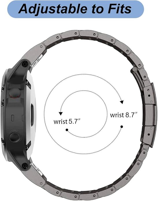 Titanium Band for Garmin Fenix 8 (51mm)/Fenix 7X/6X/5X/Fenix 3 HR, Descent Mk2i Mk2, Tactix 7, Enduro 2 3, Epix Pro Gen 2 (51mm) - 26mm Quick Fit Watch Band Metal Strap for Garmin Watch