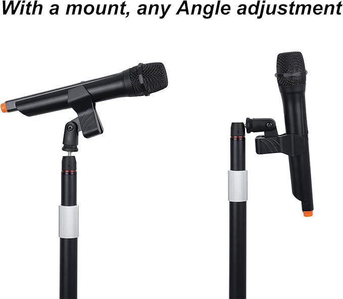 Mic Stand Floor Microphone Stand with Heavy Weighted Base, Adjustable Height from 18" to 63", Singing Stand with Mic Holder, Cable Clips
