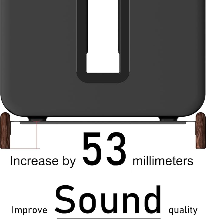 Real Wood Stand for Sub 4,The Holder Accessories Protect Sonos Sub 4 for Sound Better,Secure Stable Wooden Mount with Metal Frame for Sonos Sub 4, Sub 3, Sub 2, (Walnut) (Black)