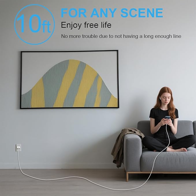 New iPhone 17 16 15 Charger 10FT Long Fast Charging Cord Type C Chagrer with 3 Pack USB C Wall Charger Block Compatible with iPhone 17/17 Plus/17 Pro Max/16/16 Plus/16 Pro Max/15 Pro Max/iPad Pro ﻿