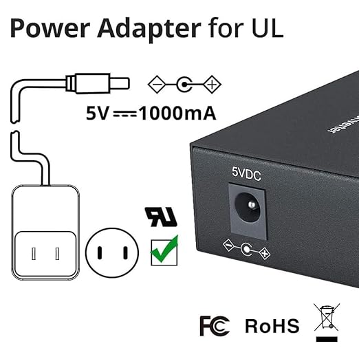 10Gtek a Pair of Gigabit Ethernet Bidi Media Converter, SingleMode Single LC Fiber to Ethernet RJ45 Converter for 10/100/1000Base-Tx to 1000Base-LX, UL Certified, up to 3-km