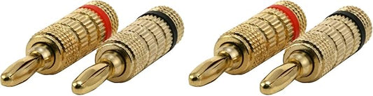 Monoprice Gold Plated Speaker Banana Plugs – 1 Pair – Closed Screw Type, for Speaker Wire, Home Theater, Wall Plates and More (Pack of 2)