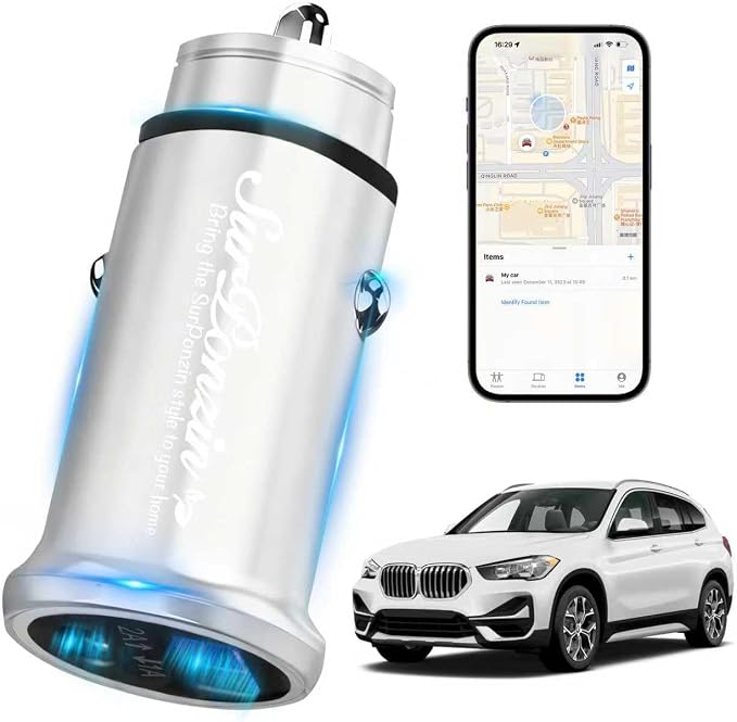Car Anti-Loss Device with Charging Port - Real-Time Location Tracking, Compatible with Apple Find My (iOS Only)-Sliver