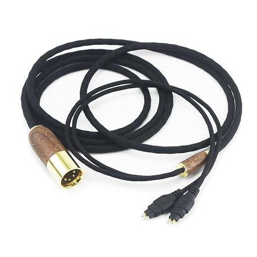 NewFantasia 6.6ft 4-pin XLR Balanced cable Replacement Audio Upgrade Cable Compatible with Sennheiser HD650 HD58X HD600 HD580 HD660S, HD6XX Headphone 6N OCC Copper Silver Plated cord Walnut Wood Shell
