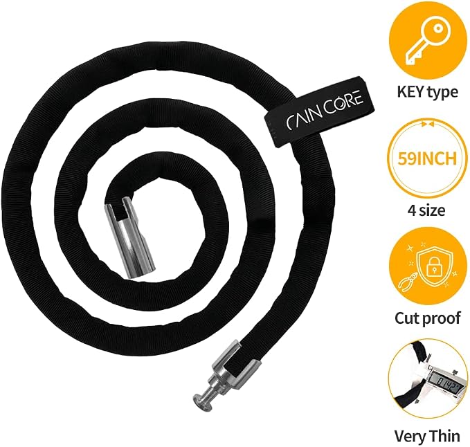 RAINCORE Keyed Bike Cable Lock – Lightweight Cut-Resistant Composite Fiber Security Cable – Anti-Theft Heavy Duty Bicycle Lock – 59inch (150cm), 0.45lb – Patented in Korea (59 inch)