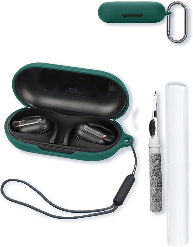 Case for Soundcore V30i True Wireless Earbuds,Soft Protective,BOVUGAC Silicone Case Cover with Keychain & Cleaning Kit & Lanyard for Anker V30i-Green