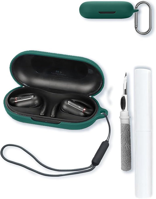 Case for Soundcore V30i True Wireless Earbuds,Soft Protective,BOVUGAC Silicone Case Cover with Keychain & Cleaning Kit & Lanyard for Anker V30i-Green