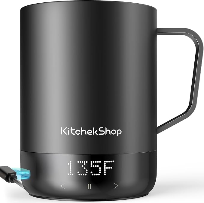 14oz Smart Coffee Mug Warmer - Self-Heating Mug with App Control, 160℉ Temperature Control, 150-Min Battery, Rechargeable Heated Mug Warmer for Home Office, Ideal Gifts for Dad Mom