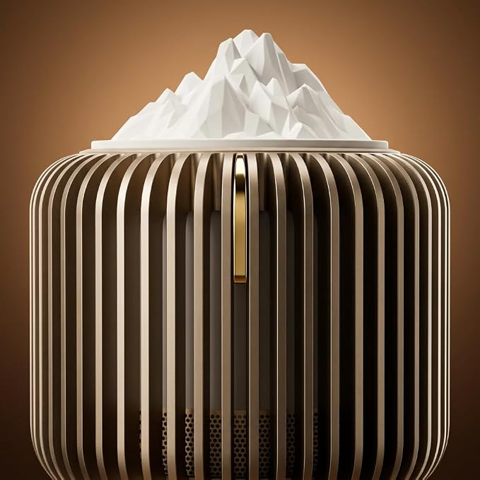 Masdio Bluetooth Speaker & Aroma Diffuser Night Light, Rotating Mountain Aroma Diffuser, Candlelight Mode, Stepless Dimming, 14H Battery, Lantern-Inspired Metal Design for Bedroom