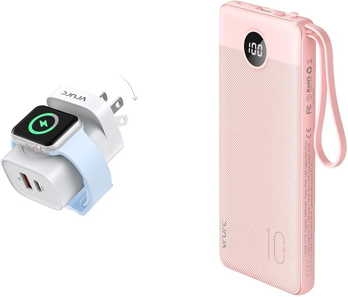 VRURC Charger for iPhone & Apple Watch, Portable Travel Charger for Multi Devices