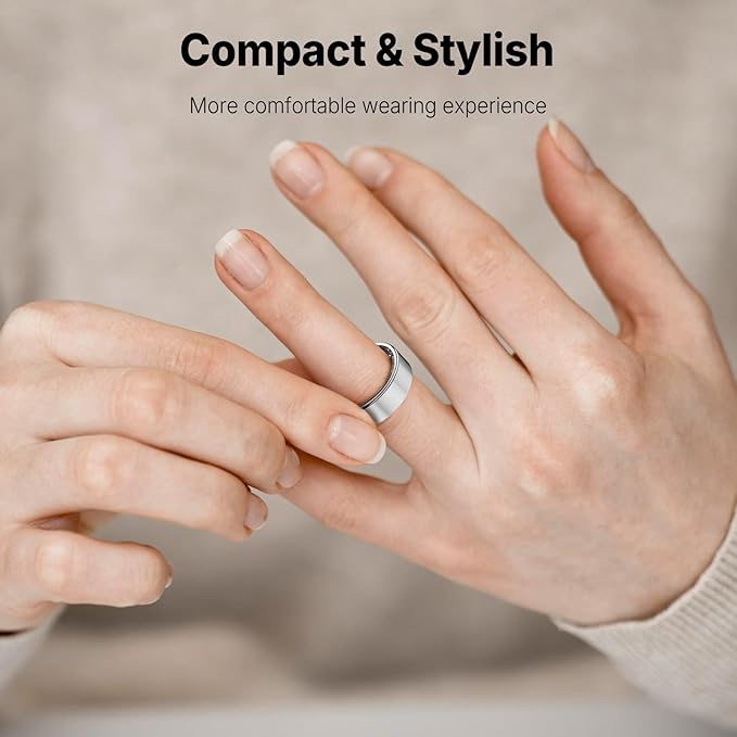 Health Rings for Women Men, Fitness Tracker with Heart Rate,Blood Oxygen, Blood Pressure, Sleep/Step Tracker, IP68 Waterproof Smart Ring for iPhone & Android (Black, 11#)