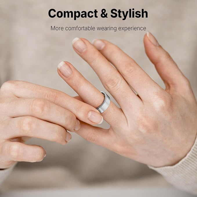 Health Rings for Women Men, Fitness Tracker with Heart Rate,Blood Oxygen, Blood Pressure, Sleep/Step Tracker, IP68 Waterproof Smart Ring for iPhone & Android (Black, 8#)