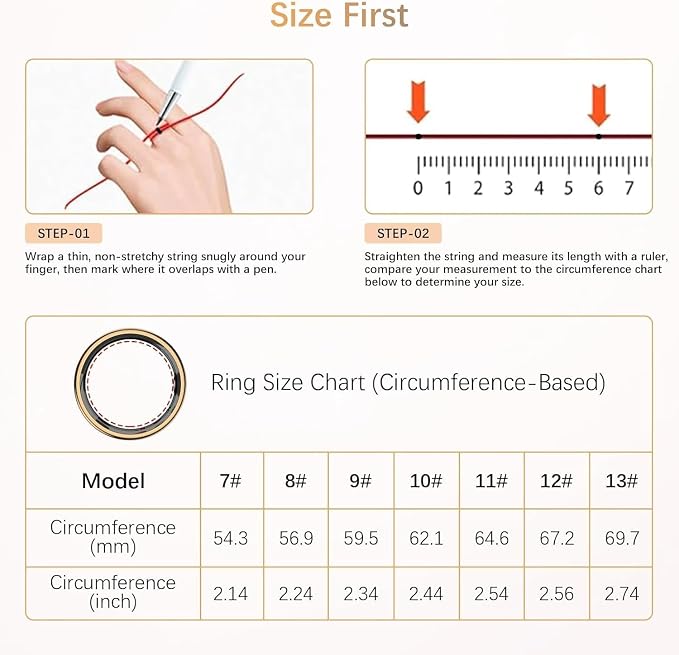 Fit Ring, Smart Health Rings for Women Men with Heart Rate,Blood Oxygen,HRV,Stress Level, Sleep Monitor, Step Tracker, No Subscription Fee, IP68 Waterproof Smart Ring for iphone &Android (Gold, 11#)