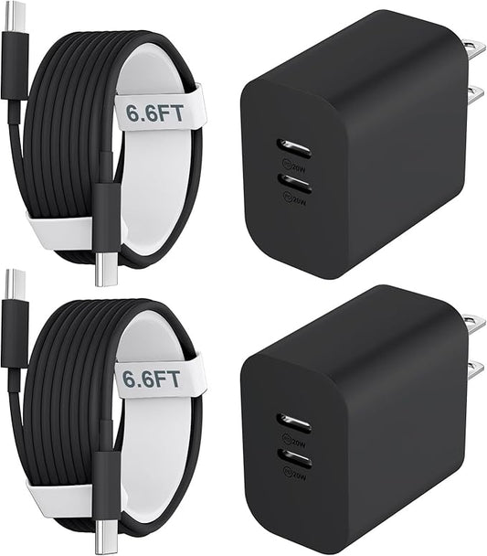 Phone 15/16/17 Pro Max Charger Fast Charging, 20W Dual Port USB C Charger Block with 6.6FT Long USB C to C Charging Cable Cord for Phone 17 16 15 Pro Max/17 16 15Pro/15/1615Plus,Air