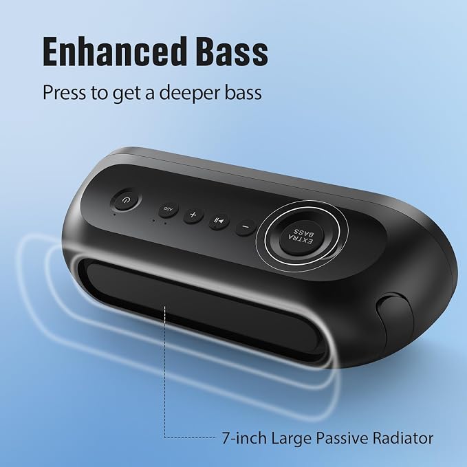 DOSS SoundBox Pro+ P300 Bluetooth Speaker, 40W Stereo Sound, Extra Bass,20H Playtime, Wireless Stereo Pairing, Beat-Driven Lights for Party, IPX6 Waterproof for Garden, Camping, Beach, Outdoor-Black