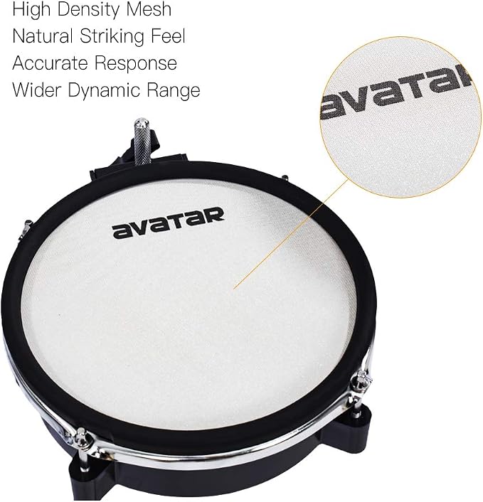 Mesh Electronic Snare/Tom Drum for Expansion/Backup, 8 Inch Dual-zone Drum Pad With Clamp, L Rod, 6.5ft Cable, Fits Most Electric Drum Set