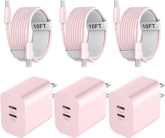 Phone 17 16/15 Pro Max Charger, 20W Type C Fast Wall Charger with 10FT USB-C to C Cable, USB C Charger Block for Phone 17 16 15/16 15 Plus/17 16 15 Pro/17 16 15 Pro Max