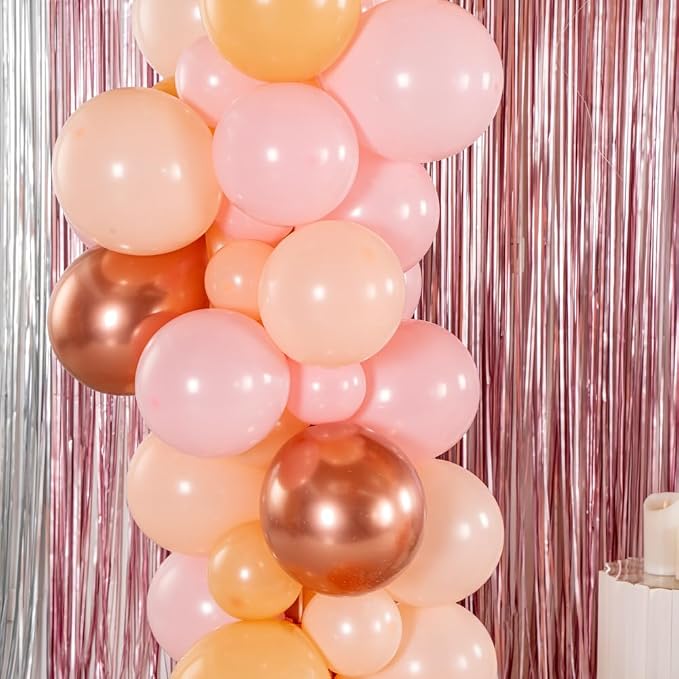 Restaurantware-Balloonify Balloon Garland Set, 1 Party Decoration Kit - 137 Balloons, With Chain, Nude, Pink, & Rose Gold Latex Balloon Arch Kit, Includes Glue Dots- Restaurantware