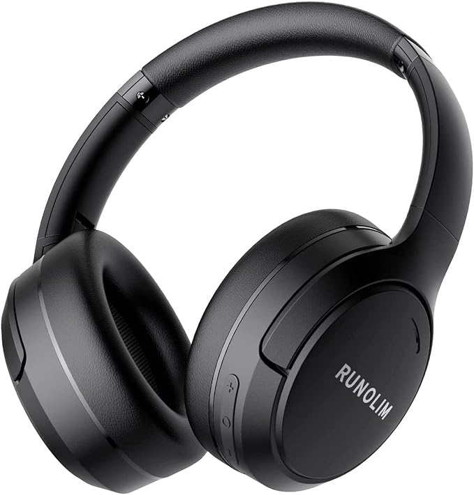 RUNOLIM Hybrid Active Noise Cancelling Headphones, Wireless Over Ear Bluetooth Headphones with Microphone, 100H Playtime, Foldable Headphone with HiFi Audio, Deep Bass for Home Travel Office
