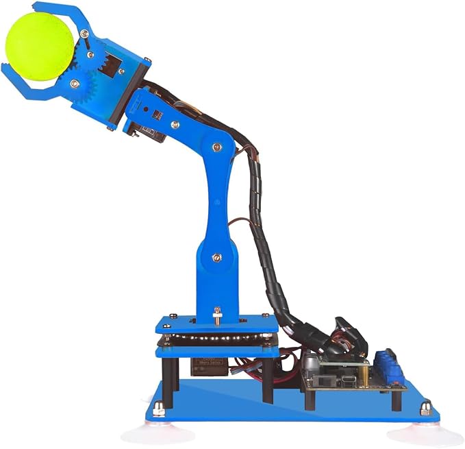 Adeept 5DOF Robotic Arm Kit Compatible with Arduino IDE, Programmable DIY Coding STEM Educational 5 Axis Build Robot Arm, Robot Starter Kit with OLED Display Processing Code and Tutorials - Blue