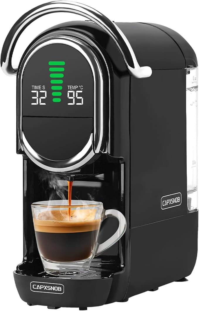 Magician1 Mini Espresso Machine for Nespresso Original, Dolce Gusto, Lavazza Blue, ESE Pods, 19-Bar Coffee Machine for Ground Coffee, Coffee Maker with adjustable Temp & Cup Size, 21oz Reservoir