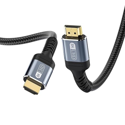 HDMI Cable 10 ft 8K 2.1 HDMI 48Gbps Ultra High Speed Stable HDMI Cord-8K@60Hz 4K@120Hz Braided Nylon Compatible for Monitor/TV/PS5 4 3/Laptop/Xbox Series X/Projector/Blu-ray Players
