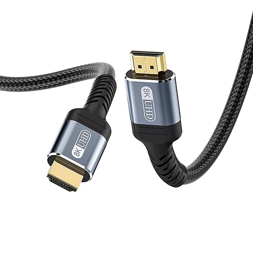 HDMI Cable 3ft 8K 2.1 HDMI 48Gbps Ultra High Speed Stable HDMI Cord-8K@60Hz 4K@120Hz Braided Nylon Compatible for Monitor/TV/PS5 4 3/Laptop/Xbox Series X/Projector/Blu-ray Players